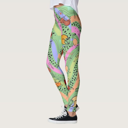 Abstrakte Dame mit Katzen Leggings (Links)