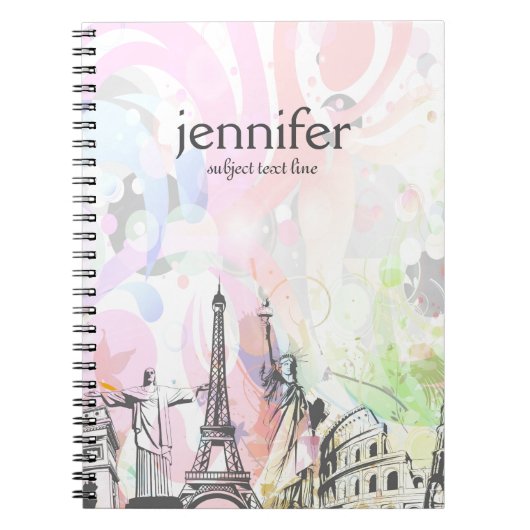 Abstrakte Darstellung der Sehenswürdigkeiten weltw Notizblock (Vorderseite)