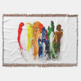 Abstrakte Darstellung menschlicher Figuren in Bewe Decke