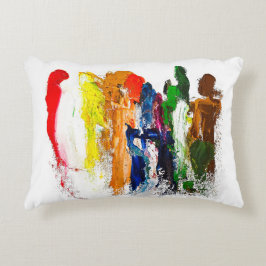 Abstrakte Darstellung menschlicher Figuren in Bewe Dekokissen