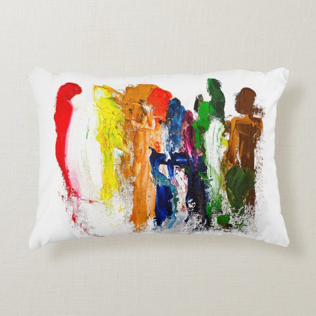 Abstrakte Darstellung menschlicher Figuren in Bewe Dekokissen (Vorderseite)