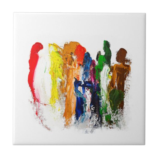 Abstrakte Darstellung menschlicher Figuren in Bewe Fliese (Vorderseite)