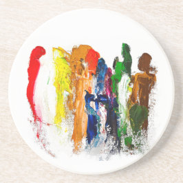 Abstrakte Darstellung menschlicher Figuren in Bewe Getränkeuntersetzer