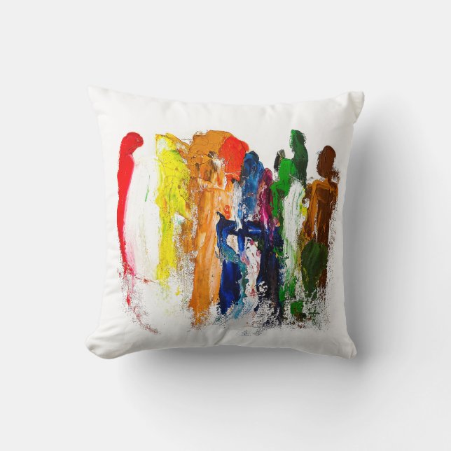 Abstrakte Darstellung menschlicher Figuren in Bewe Kissen (Vorderseite)