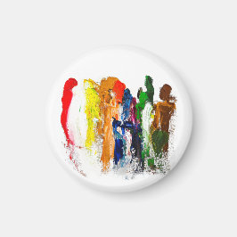 Abstrakte Darstellung menschlicher Figuren in Bewe Magnet