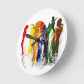 Abstrakte Darstellung menschlicher Figuren in Bewe Runde Wanduhr (Winkel)