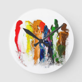 Abstrakte Darstellung menschlicher Figuren in Bewe Runde Wanduhr