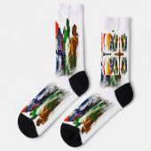 Abstrakte Darstellung menschlicher Figuren in Bewe Socken (Linkes Detail)