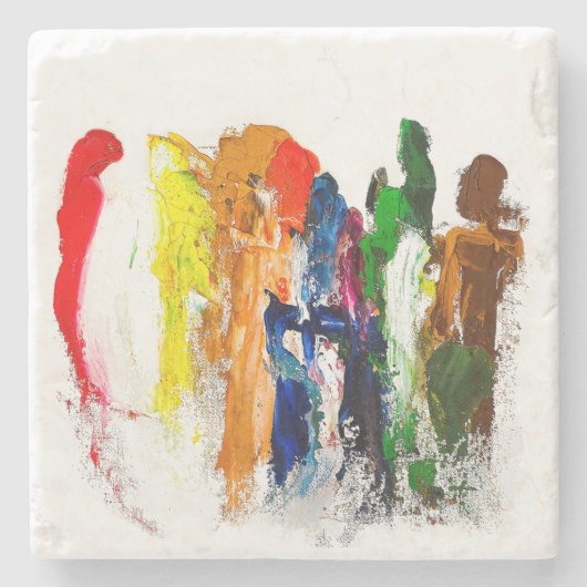 Abstrakte Darstellung menschlicher Figuren in Bewe Steinuntersetzer (Vorderseite)