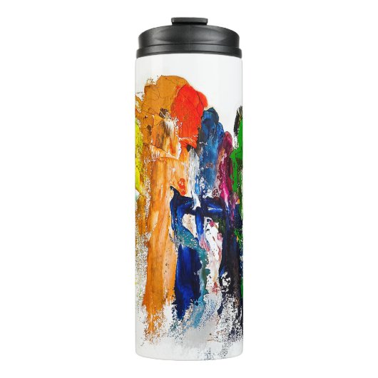 Abstrakte Darstellung menschlicher Figuren in Bewe Thermosbecher (Vorderseite)