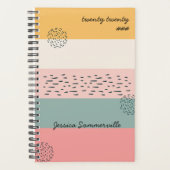 Abstrakte Dashes Ochre Coral Stripe mit Namen Planer (Vorderseite)