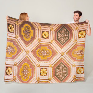 Abstrakte Deckenfotografie in Gelb-Rosa Fleecedecke