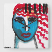 Abstrakte Dekorationskunst des Roten Kopfes Quadratische Wanduhr (Vorderseite)