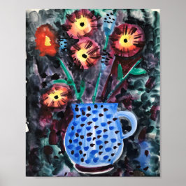 abstrakte dekorative Blume in einer Vase Poster