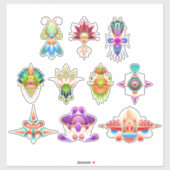 Abstrakte dekorative Kunst bunt niedlich einzigart Aufkleber (Blatt)