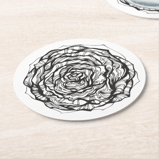 Abstrakte dekorative Rose Runder Pappuntersetzer (Angewinkelt)