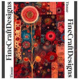 Abstrakte Dekoupage im Roten Blumenstil Verlassen  Seidenpapier