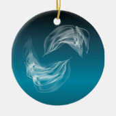 Abstrakte Delphine beim Spielen Keramik Ornament (Vorne)