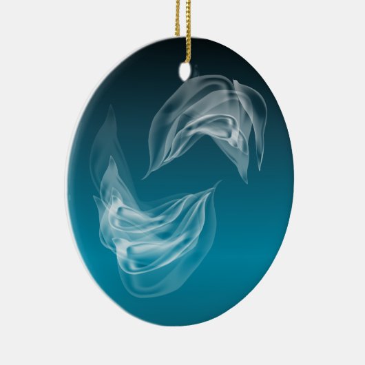 Abstrakte Delphine beim Spielen Keramikornament (Rechts)