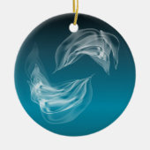 Abstrakte Delphine beim Spielen Keramikornament (Vorne)