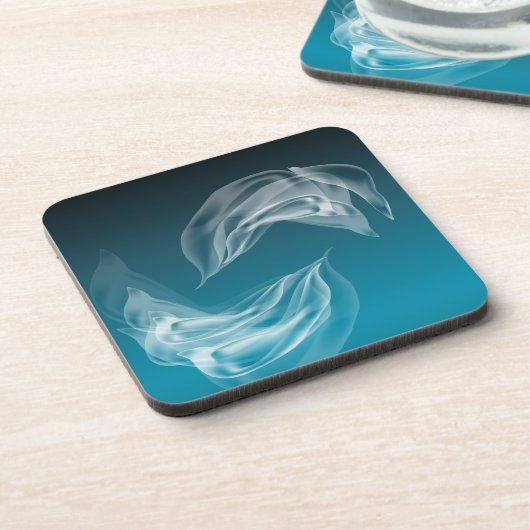 Abstrakte Delphine beim Spielen Untersetzer (Linke Seite)