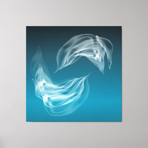 Abstrakte Delphine beim Spielen Wrapped Canvas Leinwanddruck