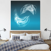 Abstrakte Delphine beim Spielen Wrapped Canvas Leinwanddruck (Insitu (Schlafzimmer))