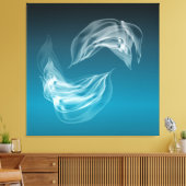 Abstrakte Delphine beim Spielen Wrapped Canvas Leinwanddruck (Insitu (Wohnzimmer))