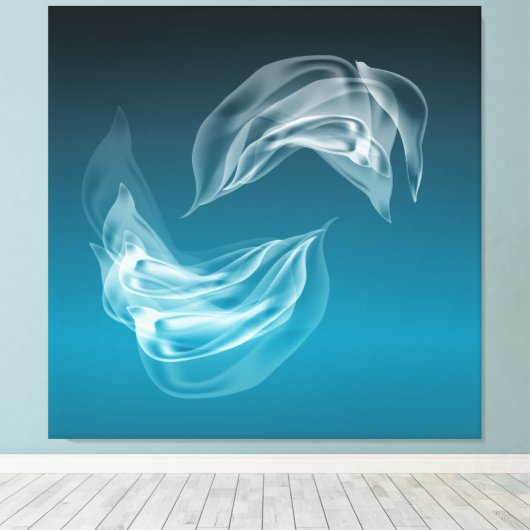 Abstrakte Delphine beim Spielen Wrapped Canvas Leinwanddruck (Insitu (Holzboden))