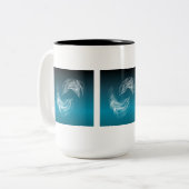 Abstrakte Delphine beim Spielen Zweifarbige Tasse (Vorderseite Links)