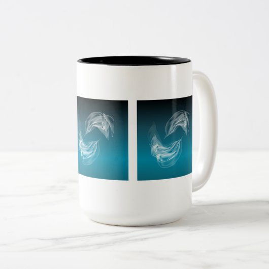 Abstrakte Delphine beim Spielen Zweifarbige Tasse (VorderseiteRechts)