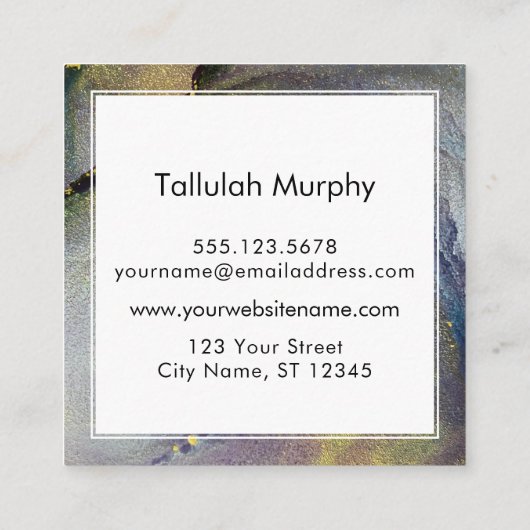 Abstrakte Denim Blue & Gold Liquid Art Mama Card Telefonnummerkarte (Rückseite)