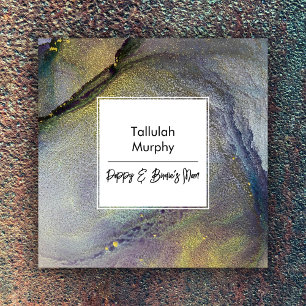 Abstrakte Denim Blue & Gold Liquid Art Mama Card Telefonnummerkarte