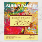 Abstrakte der fröhlichen Artist-Palette Weinetikett (Einzelnes Label)