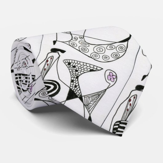 Abstrakte Design-Krawatte "Dancing Hen" Krawatte (Gerollt)