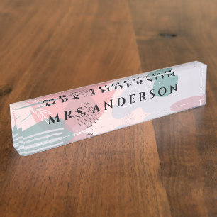 Abstrakte Design-Lehrer Akryllische Schreibtischna Namensplakette