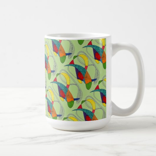 Abstrakte Design-Tasse "Boomerangs on Green Tiled" Kaffeetasse (Rechts)