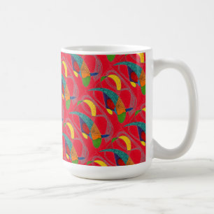 Abstrakte Design-Tasse "Boomerangs on Red Tiled" Kaffeetasse
