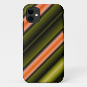 Abstrakte diagonale Streifen (orange, grün, schwar iPhone 11 Hülle