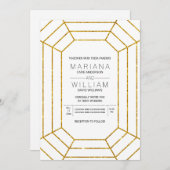 Abstrakte Diamantschmuckgold Glitzer Einladung (Vorne/Hinten)