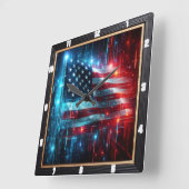 Abstrakte Digital American Flag Quadratische Wanduhr (Winkel)