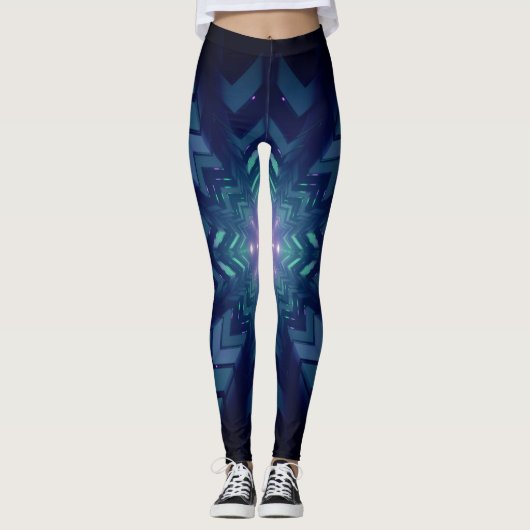 Abstrakte digitale Elektronik-Grafik Leggings (Vorderseite)