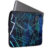 Abstrakte digitale geometrische Daten Blaue Kunst Laptopschutzhülle (Vorne Rechts)