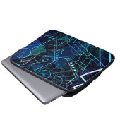 Abstrakte digitale geometrische Daten Blaue Kunst Laptopschutzhülle (Vorne Knopf)