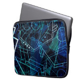 Abstrakte digitale geometrische Daten Blaue Kunst Laptopschutzhülle (Vorderseite Links)