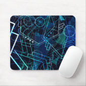 Abstrakte digitale geometrische Daten Blaue Kunst Mousepad (Mit Mouse)