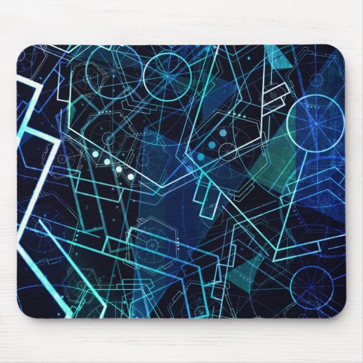 Abstrakte digitale geometrische Daten Blaue Kunst Mousepad (Vorne)