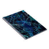 Abstrakte digitale geometrische Daten Blaue Kunst Notizblock (Rechte Seite)