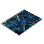 Abstrakte digitale geometrische Daten Blaue Kunst Notizblock (Linke Seite)