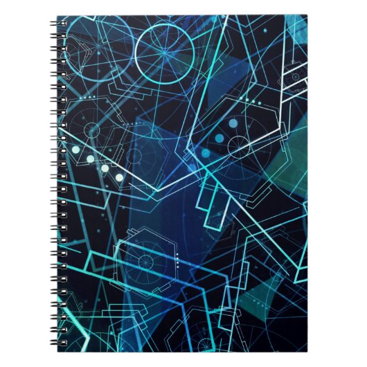 Abstrakte digitale geometrische Daten Blaue Kunst Notizblock (Vorderseite)